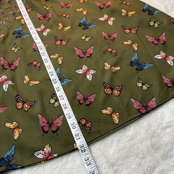 Abercrombie & Fitch Green Butterfly V-neck Strappy Mini Slip Dress Sz S - Picture 12 of 13